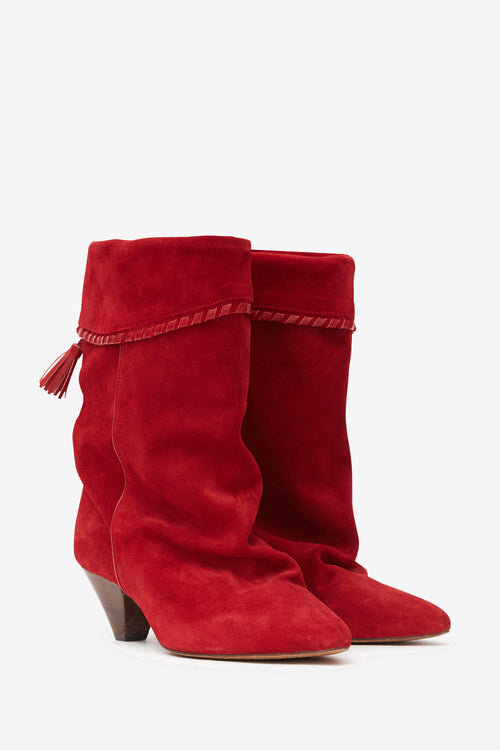 Dalby Draped Suede Calfskin Leather Boots Dalby Draped Suede Calfskin Leather Boots