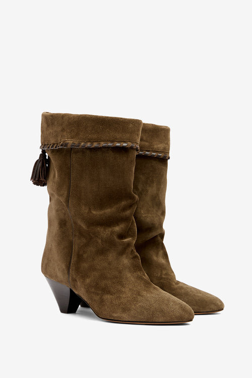 Dalby Draped Suede Calfskin Leather Boots Dalby Draped Suede Calfskin Leather Boots