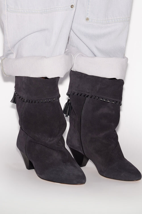 Dalby Draped Suede Calfskin Leather Boots Dalby Draped Suede Calfskin Leather Boots