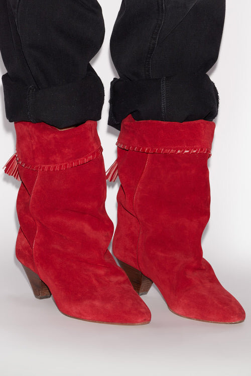 Dalby Draped Suede Calfskin Leather Boots Dalby Draped Suede Calfskin Leather Boots