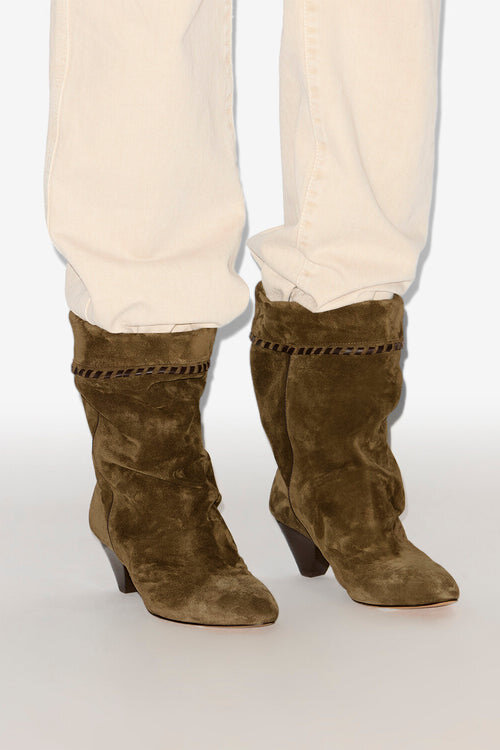 Dalby Draped Suede Calfskin Leather Boots Dalby Draped Suede Calfskin Leather Boots