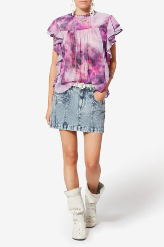 Dalyane Frilly Printed Cotton Voile Top Dalyane Frilly Printed Cotton Voile Top
