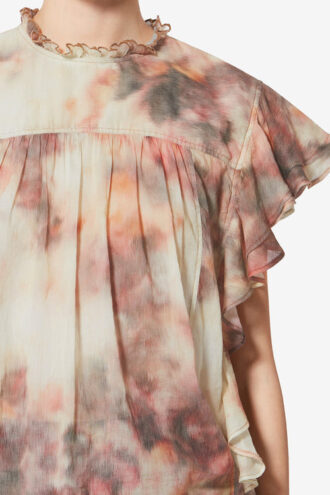 Dalyane Frilly Printed Cotton Voile Top Dalyane Frilly Printed Cotton Voile Top