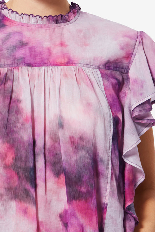 Dalyane Frilly Printed Cotton Voile Top Dalyane Frilly Printed Cotton Voile Top