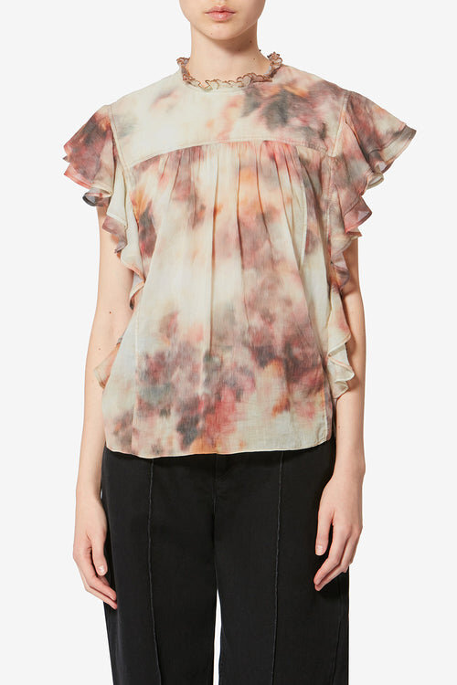 Dalyane Frilly Printed Cotton Voile Top Dalyane Frilly Printed Cotton Voile Top