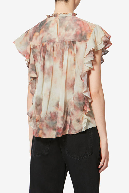 Dalyane Frilly Printed Cotton Voile Top Dalyane Frilly Printed Cotton Voile Top