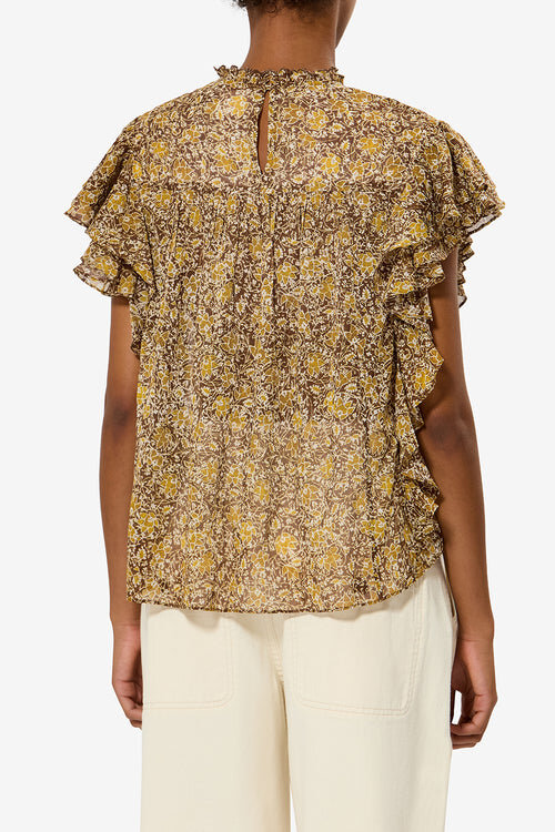 Dalyane Frilly Printed Cotton Voile Top Dalyane Frilly Printed Cotton Voile Top