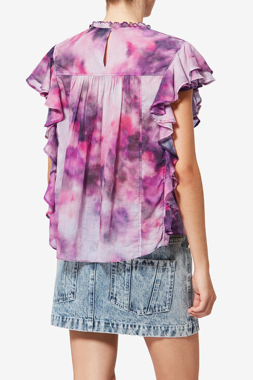 Dalyane Frilly Printed Cotton Voile Top Dalyane Frilly Printed Cotton Voile Top