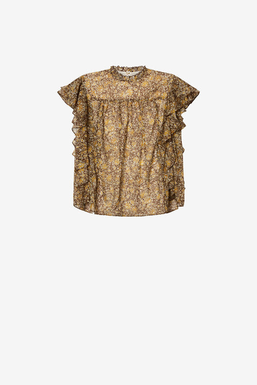 Dalyane Frilly Printed Cotton Voile Top Dalyane Frilly Printed Cotton Voile Top