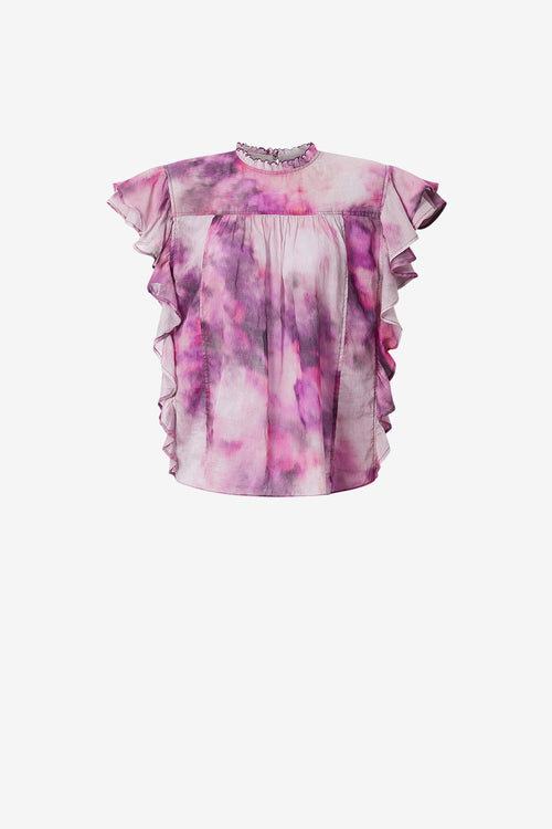 Dalyane Frilly Printed Cotton Voile Top Dalyane Frilly Printed Cotton Voile Top