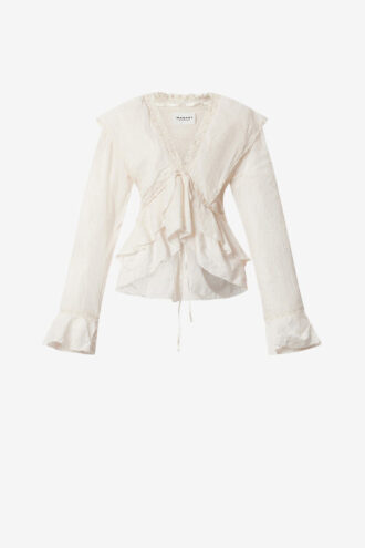 Damya Frilly Cotton and Linen Gauze Blouse