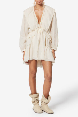 Damya Frilly Cotton and Linen Gauze Dress