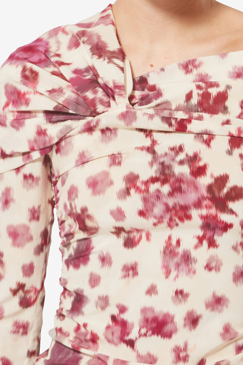 Danka Printed Draped Stretch Silk Top Danka Printed Draped Stretch Silk Top