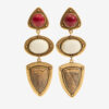 Dees Brass and Stone Pendant Earrings