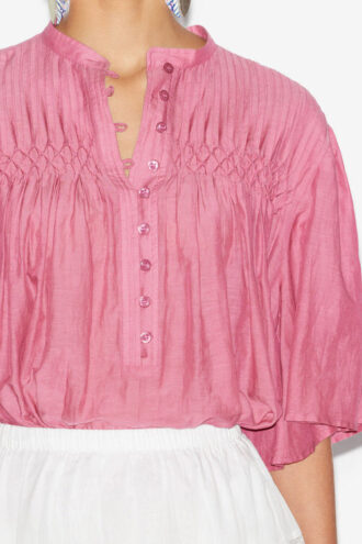 Destiny Smocked Blouse in Plain-Colored Cotton Voile Destiny Smocked Blouse in Plain-Colored Cotton Voile