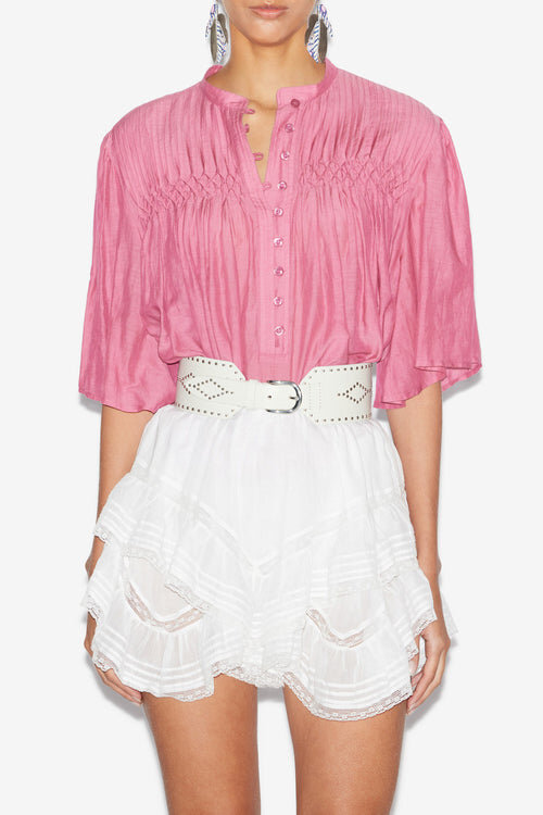 Destiny Smocked Blouse in Plain-Colored Cotton Voile Destiny Smocked Blouse in Plain-Colored Cotton Voile