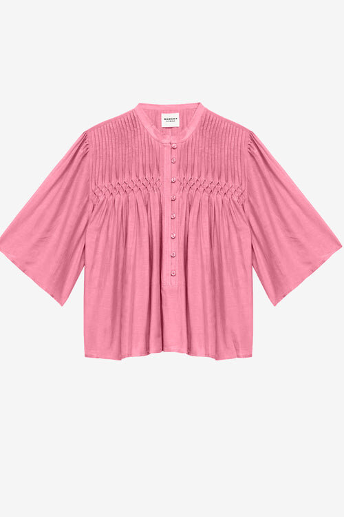 Destiny Smocked Blouse in Plain-Colored Cotton Voile Destiny Smocked Blouse in Plain-Colored Cotton Voile