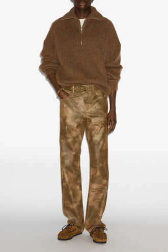 Dinan Zip-Up Collar Knit Sweater