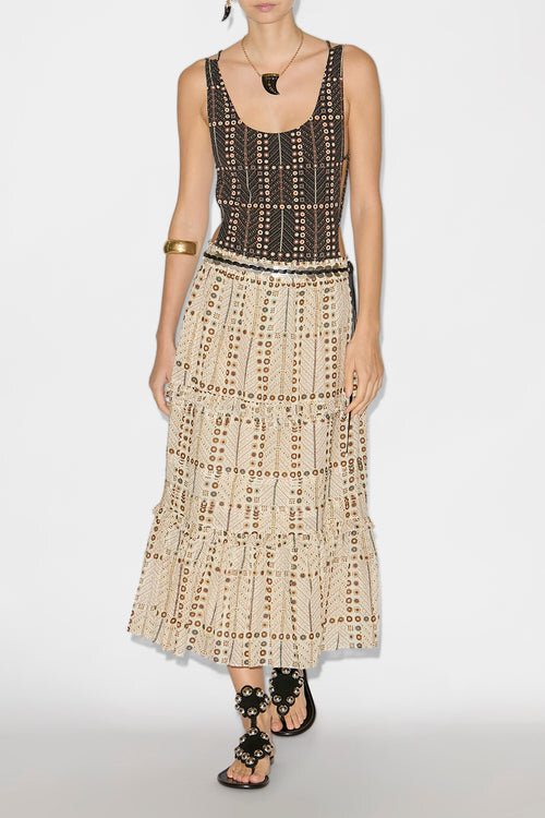 Diya Long Printed Cotton Voile Skirt Diya Long Printed Cotton Voile Skirt