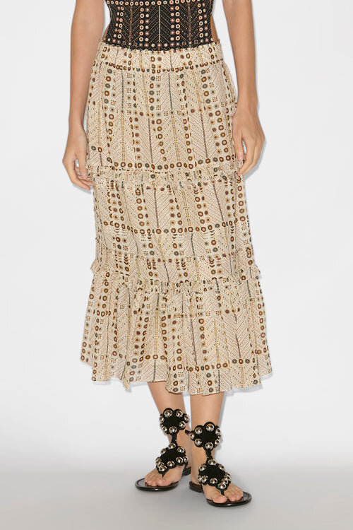 Diya Long Printed Cotton Voile Skirt Diya Long Printed Cotton Voile Skirt