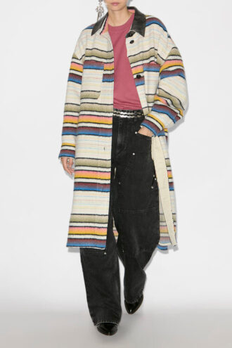 Djila Long Striped Wool Overshirt Coat Djila Long Striped Wool Overshirt Coat