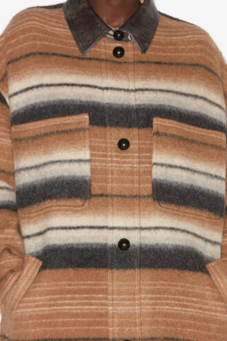 Djila Long Striped Wool Overshirt Coat Djila Long Striped Wool Overshirt Coat