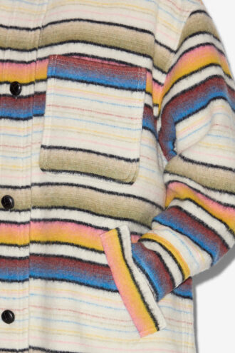 Djila Long Striped Wool Overshirt Coat Djila Long Striped Wool Overshirt Coat