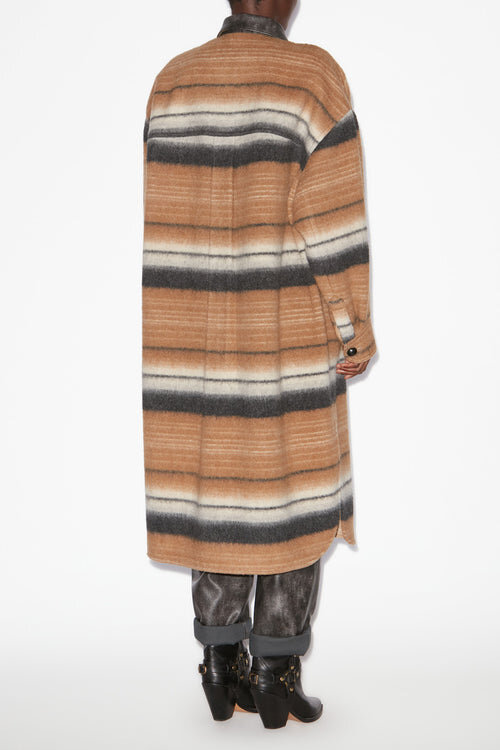 Djila Long Striped Wool Overshirt Coat Djila Long Striped Wool Overshirt Coat