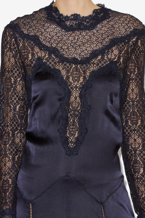 Dolores Long Satin and Lace Dress Dolores Long Satin and Lace Dress