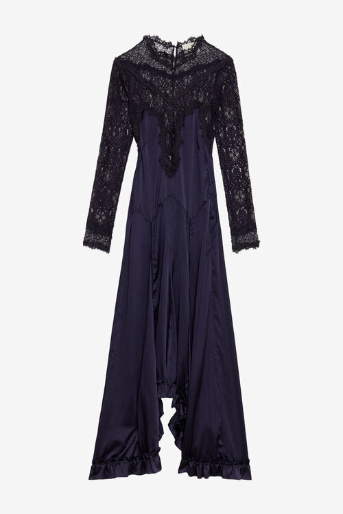 Dolores Long Satin and Lace Dress Dolores Long Satin and Lace Dress