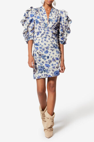 Doris Short Printed Stretch Silk Dress