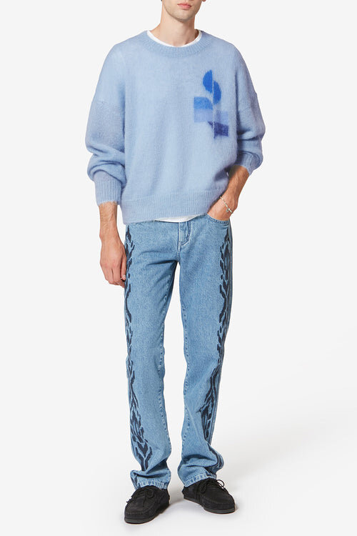 Drany Two-Toned Mohair Sweater with Logo Drany Two-Toned Mohair Sweater with Logo