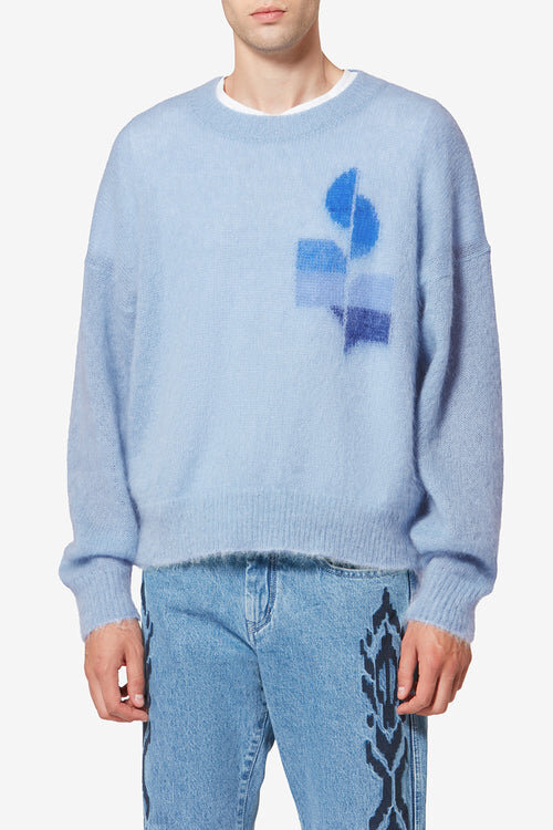 Drany Two-Toned Mohair Sweater with Logo Drany Two-Toned Mohair Sweater with Logo
