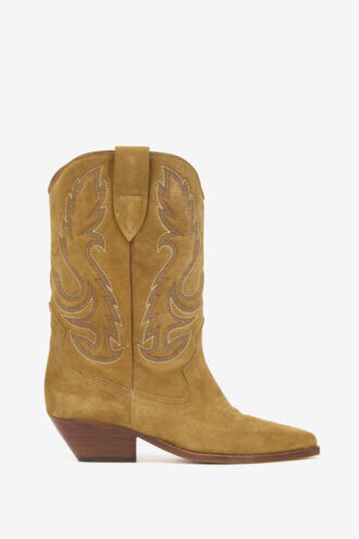Duerto Embroidered Suede Calfskin Leather Cowboy Boots