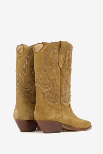 Duerto Embroidered Suede Calfskin Leather Cowboy Boots