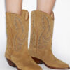 Duerto Embroidered Suede Calfskin Leather Cowboy Boots