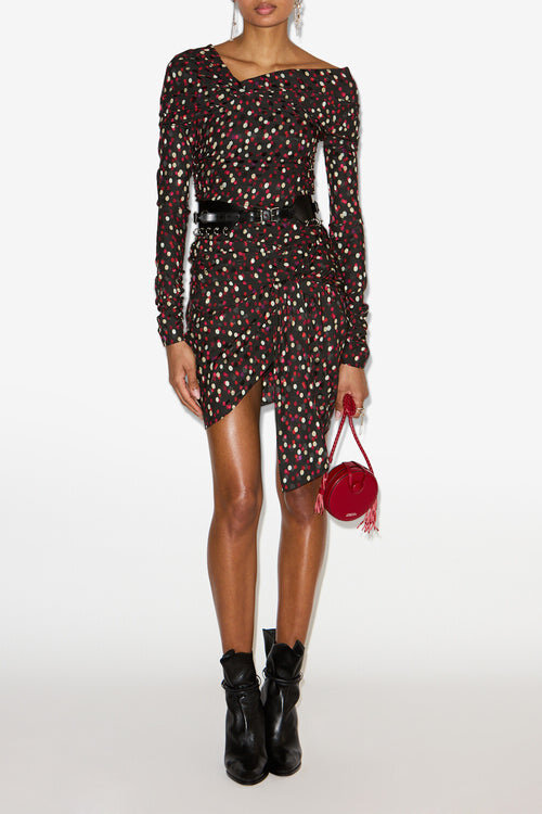 Elara Draped Printed Silk Dress Elara Draped Printed Silk Dress
