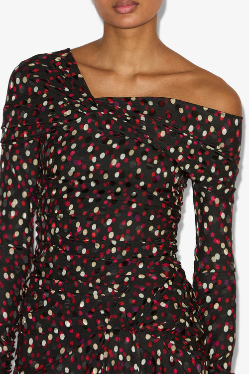 Elara Draped Printed Silk Dress Elara Draped Printed Silk Dress