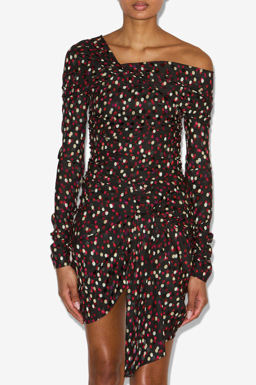 Elara Draped Printed Silk Dress Elara Draped Printed Silk Dress