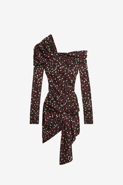 Elara Draped Printed Silk Dress Elara Draped Printed Silk Dress