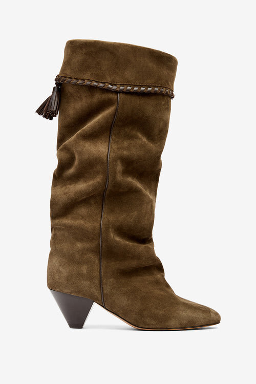 Elita Draped Suede Calfskin Leather Boots Elita Draped Suede Calfskin Leather Boots