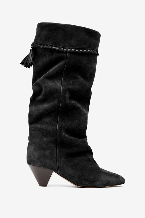 Elita Draped Suede Calfskin Leather Boots Elita Draped Suede Calfskin Leather Boots