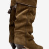 Elita Draped Suede Calfskin Leather Boots Elita Draped Suede Calfskin Leather Boots