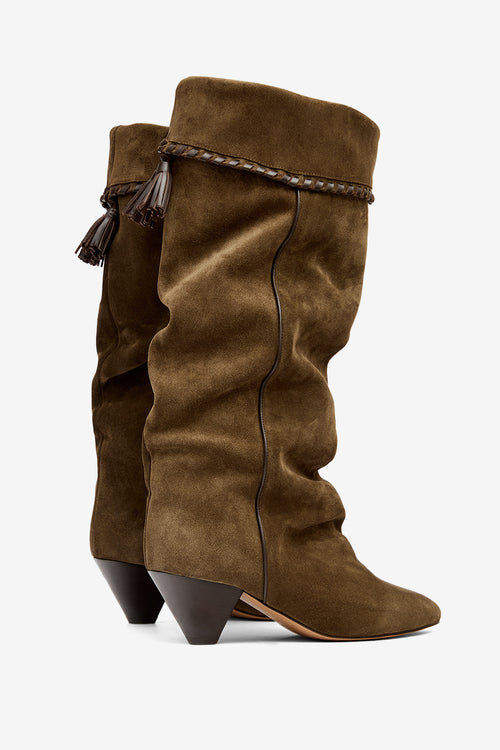 Elita Draped Suede Calfskin Leather Boots Elita Draped Suede Calfskin Leather Boots