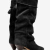 Elita Draped Suede Calfskin Leather Boots Elita Draped Suede Calfskin Leather Boots