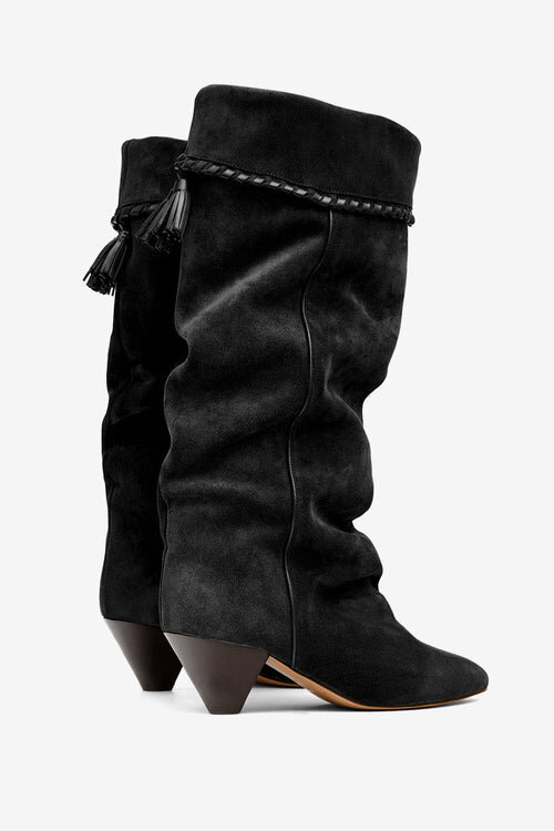 Elita Draped Suede Calfskin Leather Boots Elita Draped Suede Calfskin Leather Boots