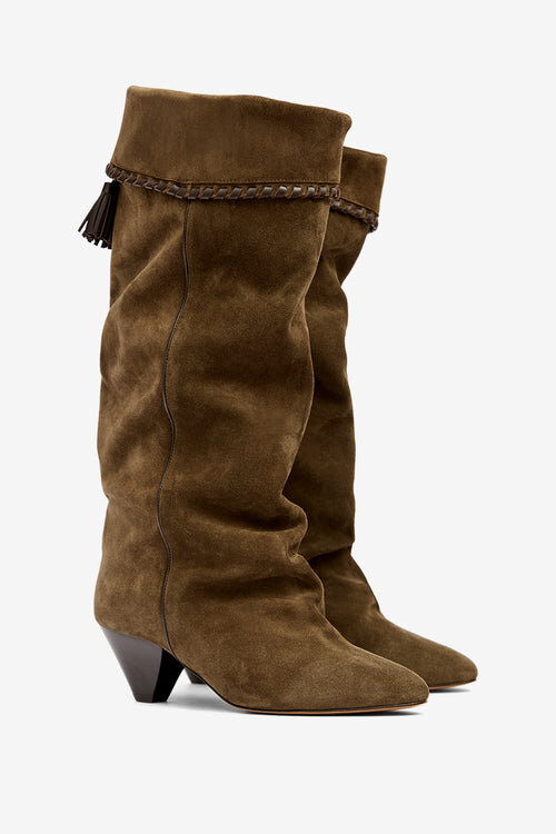 Elita Draped Suede Calfskin Leather Boots Elita Draped Suede Calfskin Leather Boots