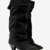 Elita Draped Suede Calfskin Leather Boots Elita Draped Suede Calfskin Leather Boots