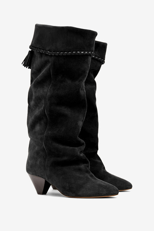 Elita Draped Suede Calfskin Leather Boots Elita Draped Suede Calfskin Leather Boots