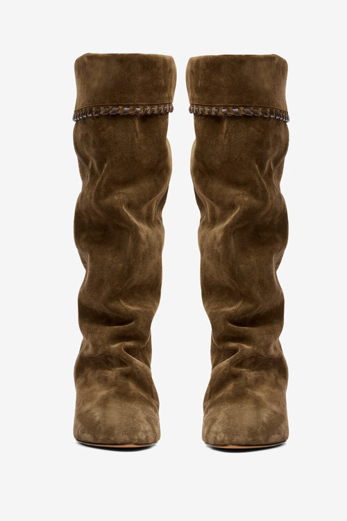 Elita Draped Suede Calfskin Leather Boots Elita Draped Suede Calfskin Leather Boots
